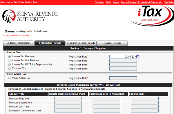 KRA PIN Application procedure on iTax